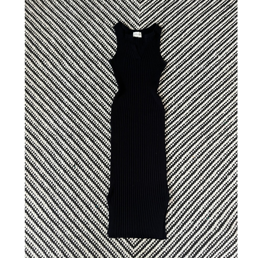 Freshman 1996 Black Ribbed Knit Midi Dress Sleeveless minimalist neutral small